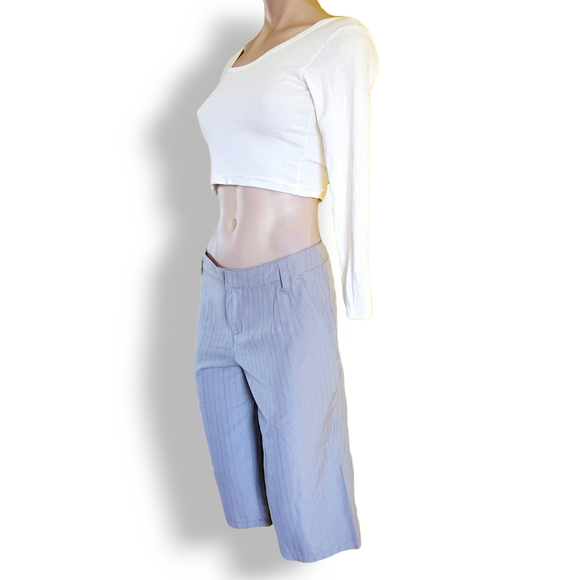 Y2k Insight grey pin-stripe knee-length shorts. White logo print fits AU 10-12 - Picture 7 of 7